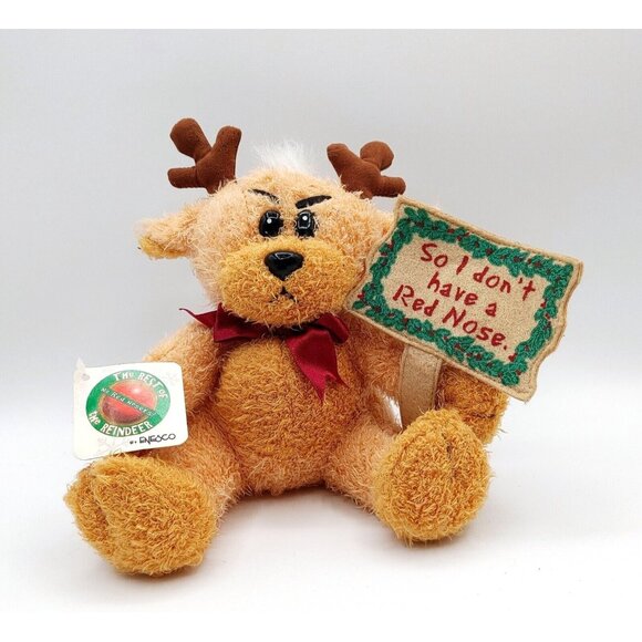 Enesco The Rest of NO RED NOSERS The Reindeer Plush Toys Mad Angry - Picture 1 of 5